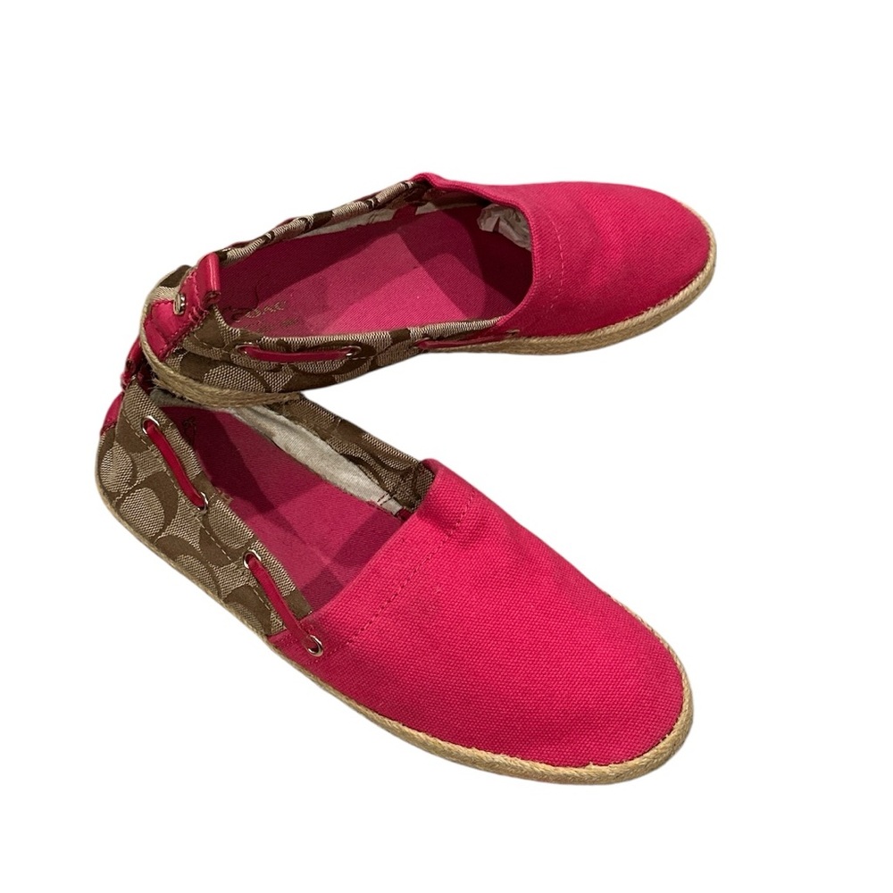 Coach Women's Vibrant Pink Tan Espadrille casual Slipon Shoes 7